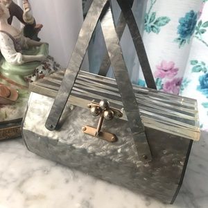 FIRM PRICE 50’s Lucite Silver Pearlized Box Purse
